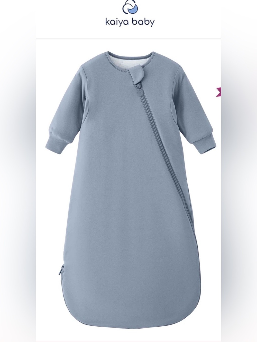 Kaiya Baby Long Sleeve Sleep Sack 3.5 TOG - Organic Cotton Misty Blue 0-6M
